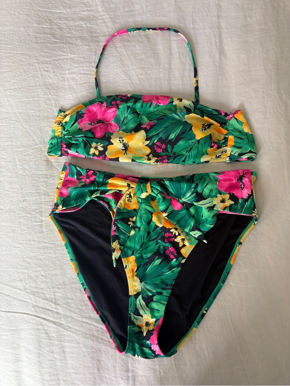 Tropical Floral High-Waist Bikini Set